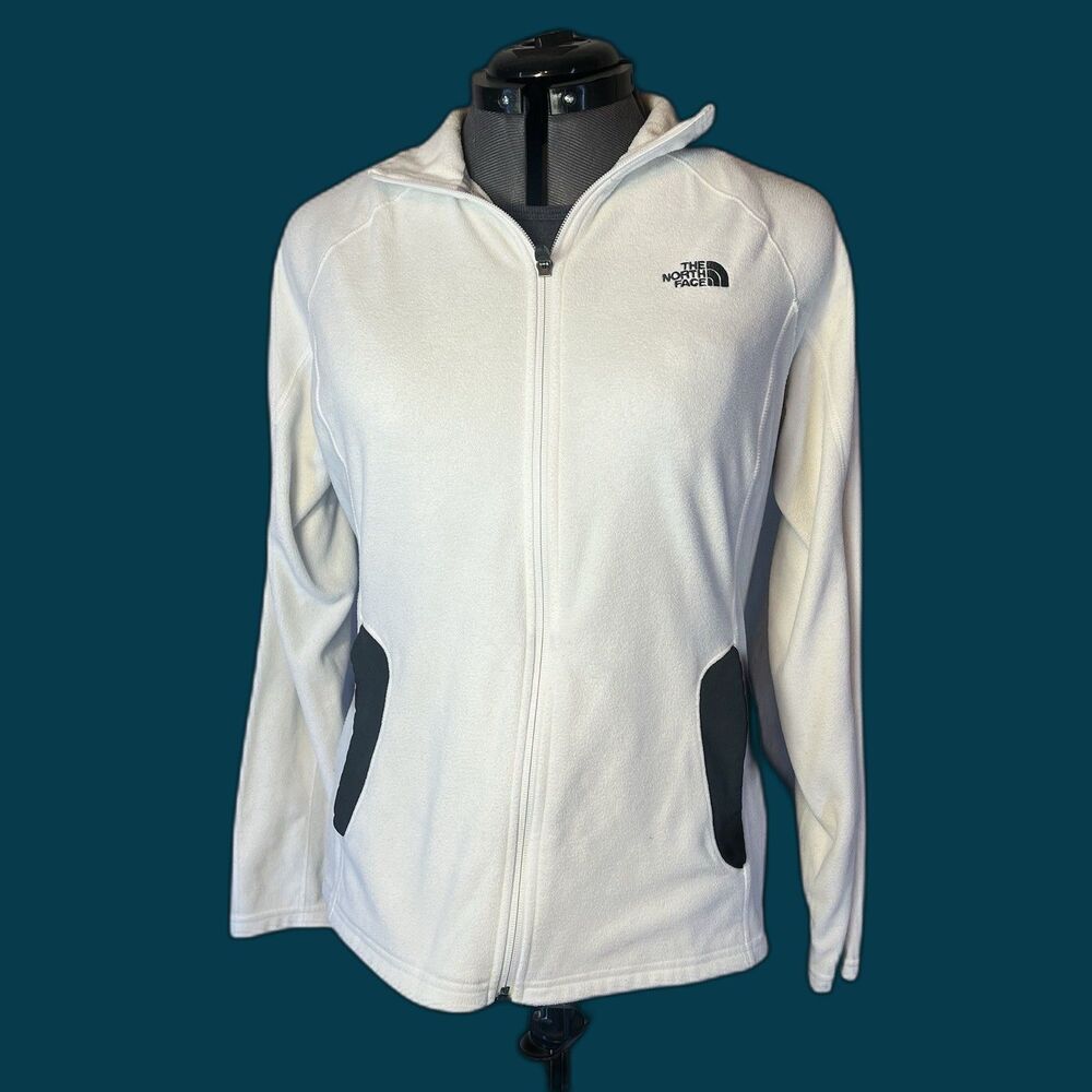 THE NORTH FACE LIGHT FULL ZIP FLEECE JACKET WOMEN'S SIZE MEDIUM WHITE/BLACK